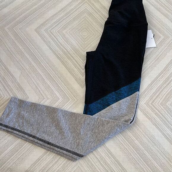 Beyond Yoga Pants - Beyond Yoga Spacedye Tri-Panel High Waisted Midi Leggings in Grey & Blue